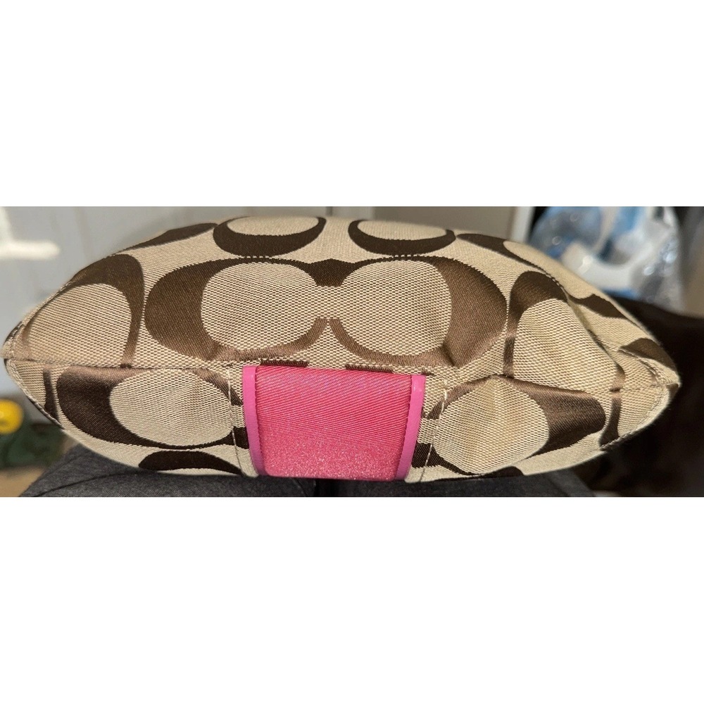 Coach Canvas Pink Crossbody Bag Signature Purse Tote W/ Adjustable Strap - Picture 7 of 12